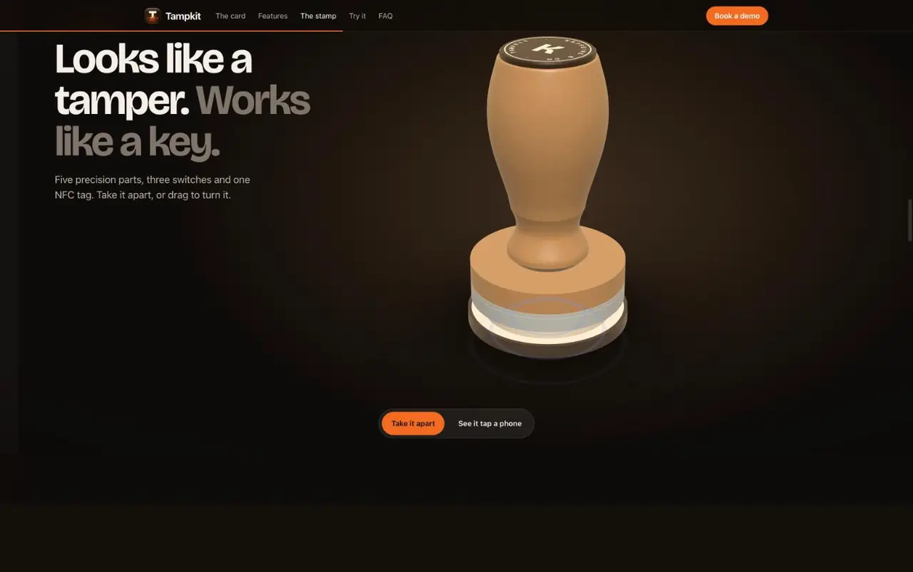 The Tampkit stamp, rendered in 3D